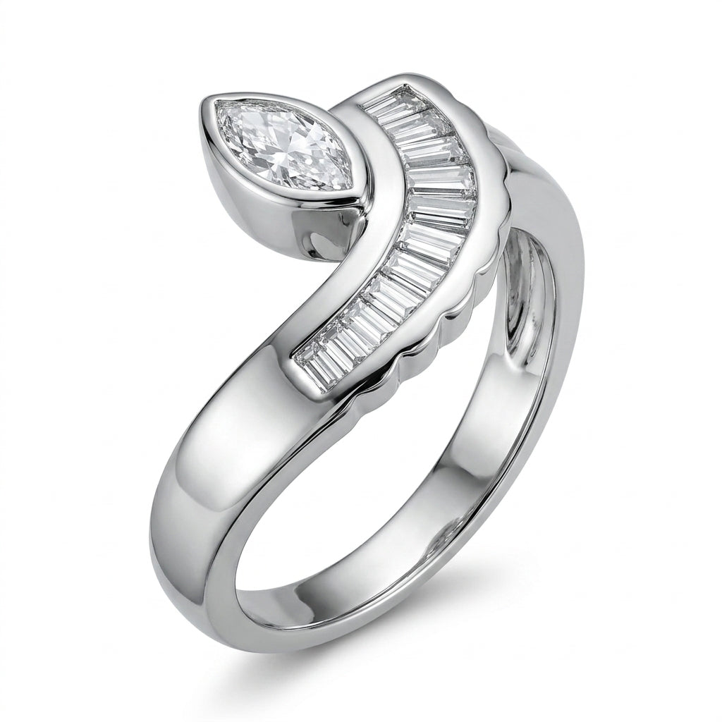 Marquise & 11-Diamond Tapered Ring