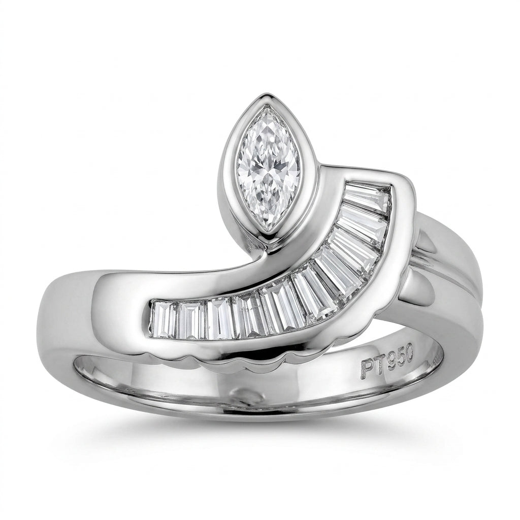 Marquise & 11-Diamond Tapered Ring