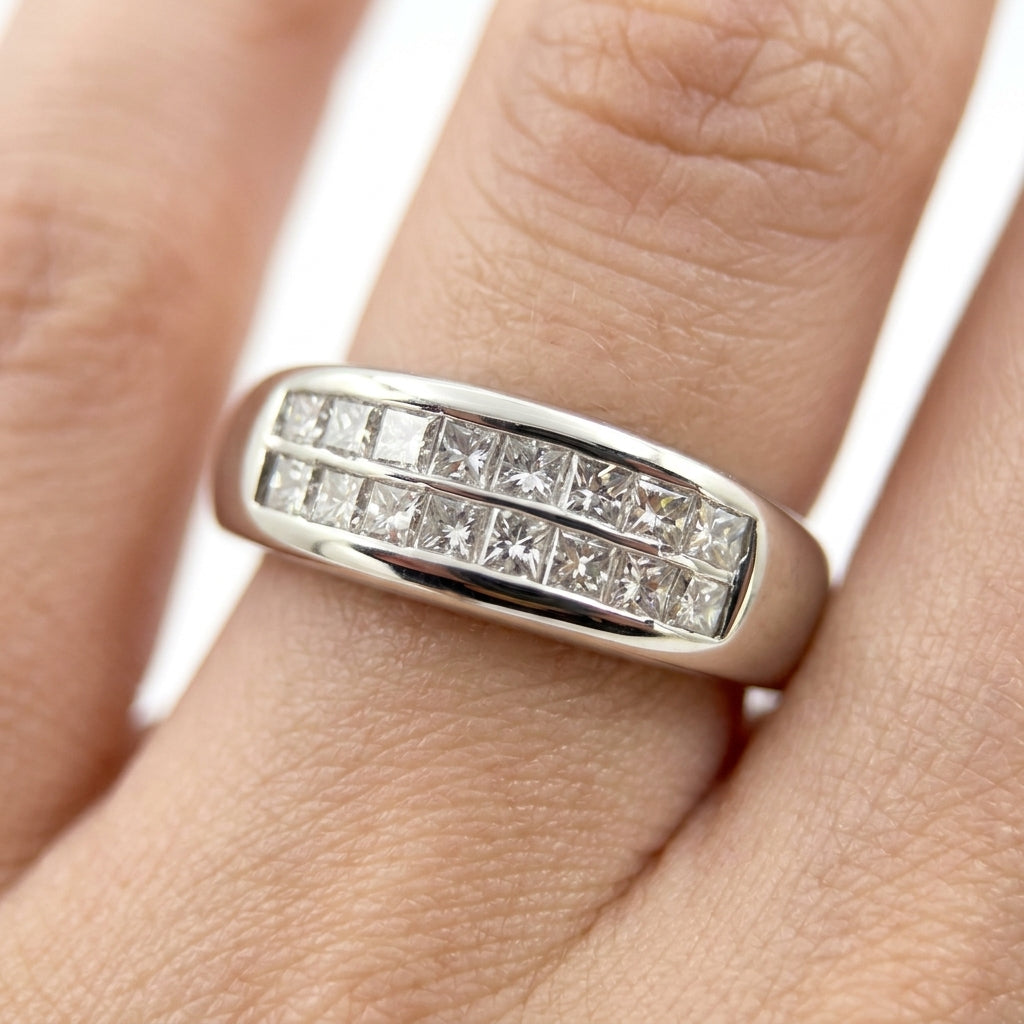 16 Pear-Cut Diamond Two-Row Band Ring