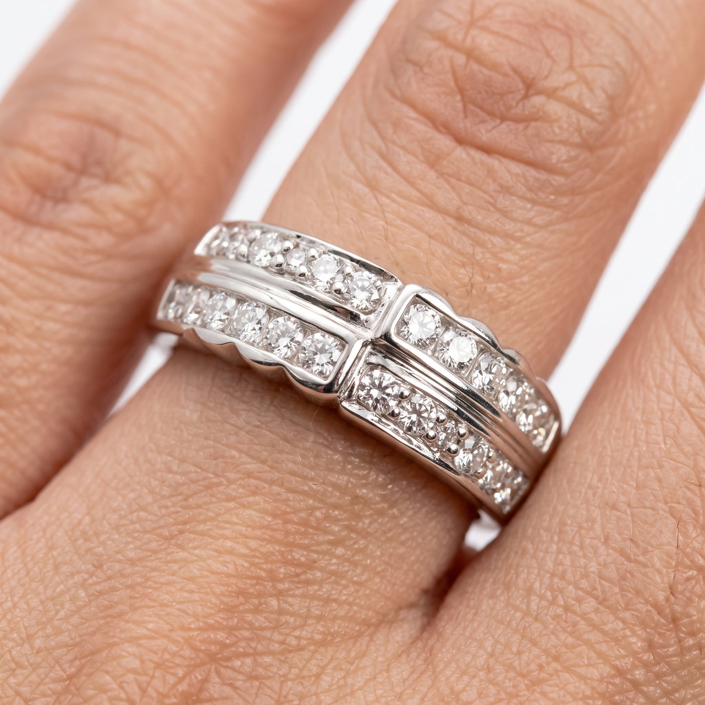 12 Princess-Cut & 6 Round Diamond Band Ring