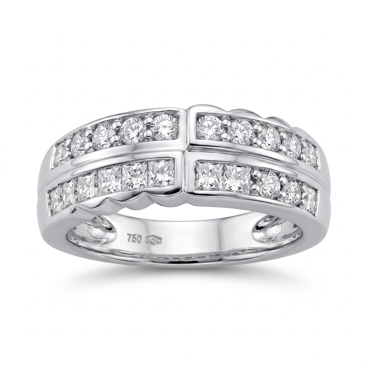12 Princess-Cut & 6 Round Diamond Band Ring