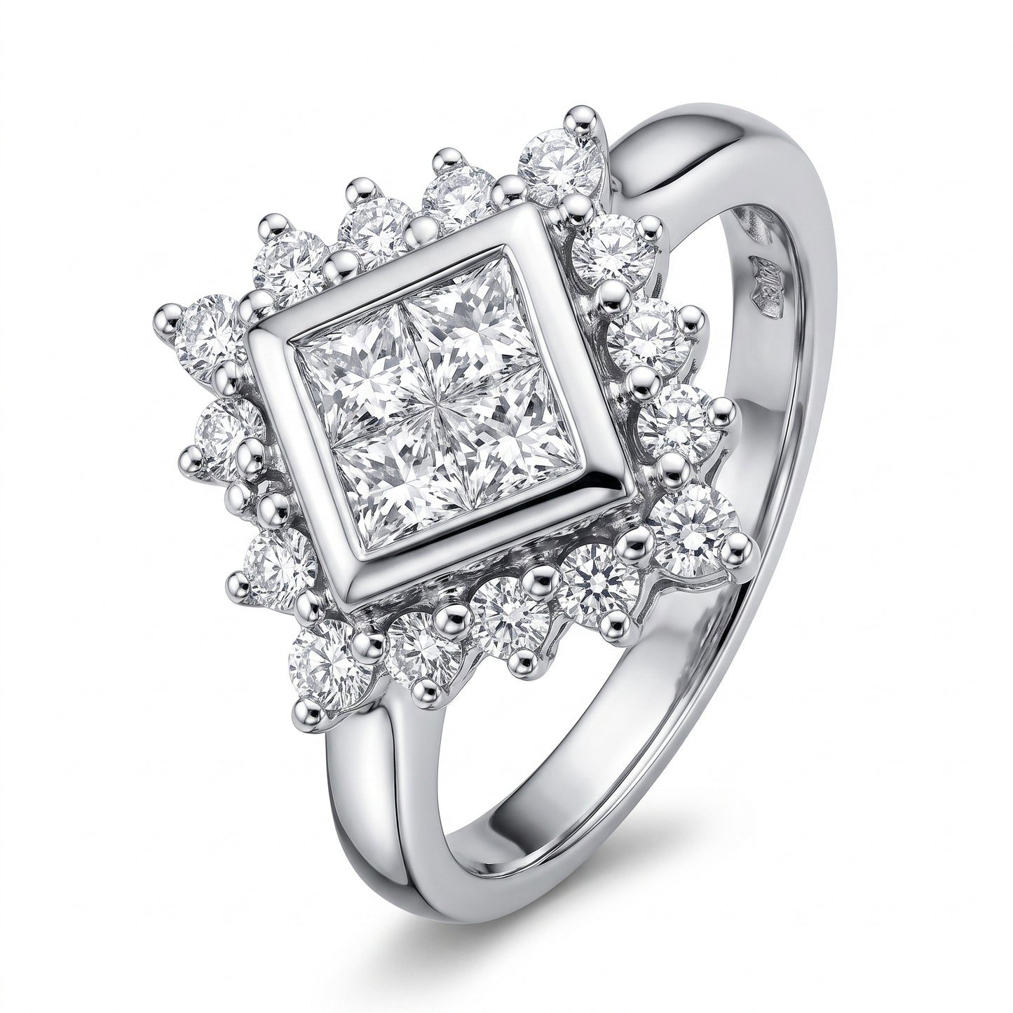 4 Princess-Cut & 16-Diamond Ring