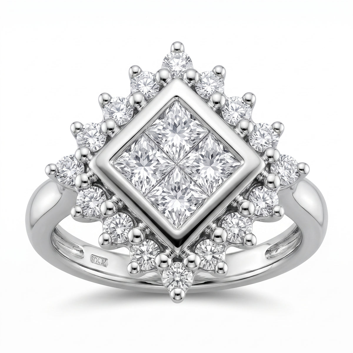 4 Princess-Cut & 16-Diamond Ring