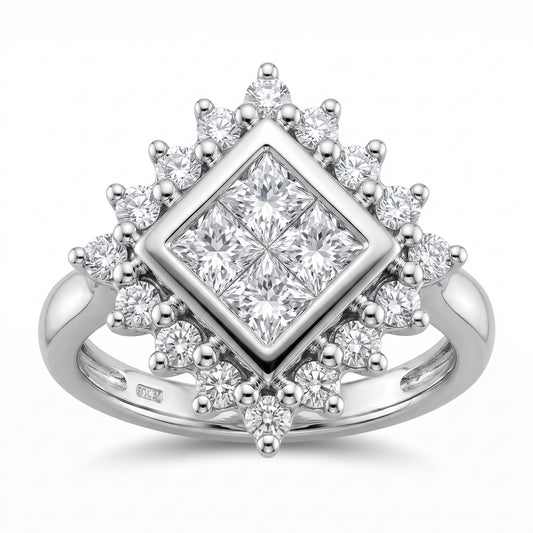 4 Princess-Cut & 16-Diamond Ring