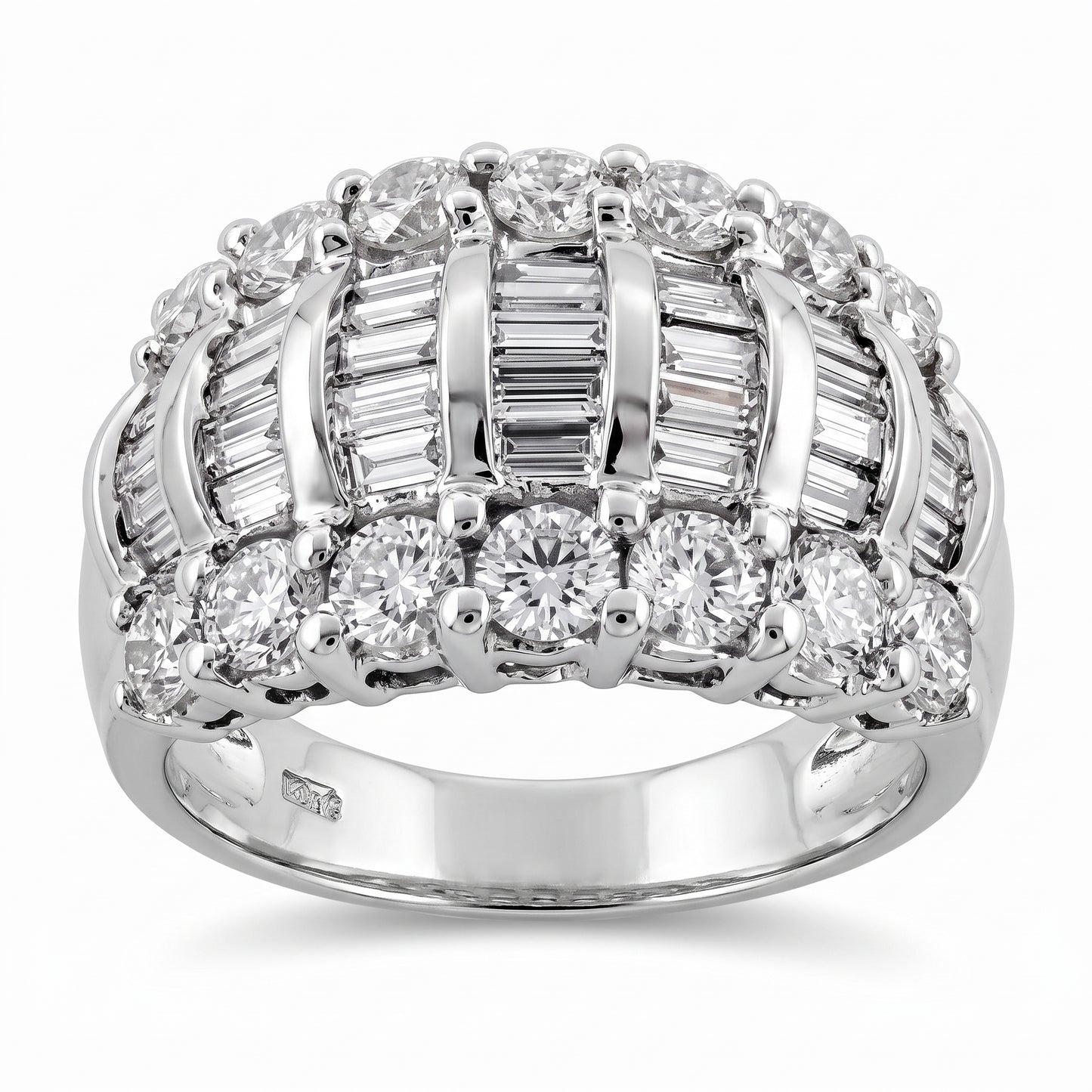 1.99ctw Tapered Baguette & Round Diamond Wide Band Ring