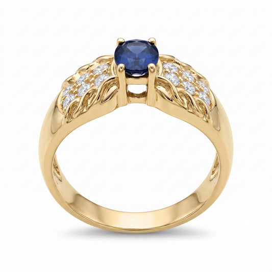 4x6mm Sapphire & 12-Diamond Ring