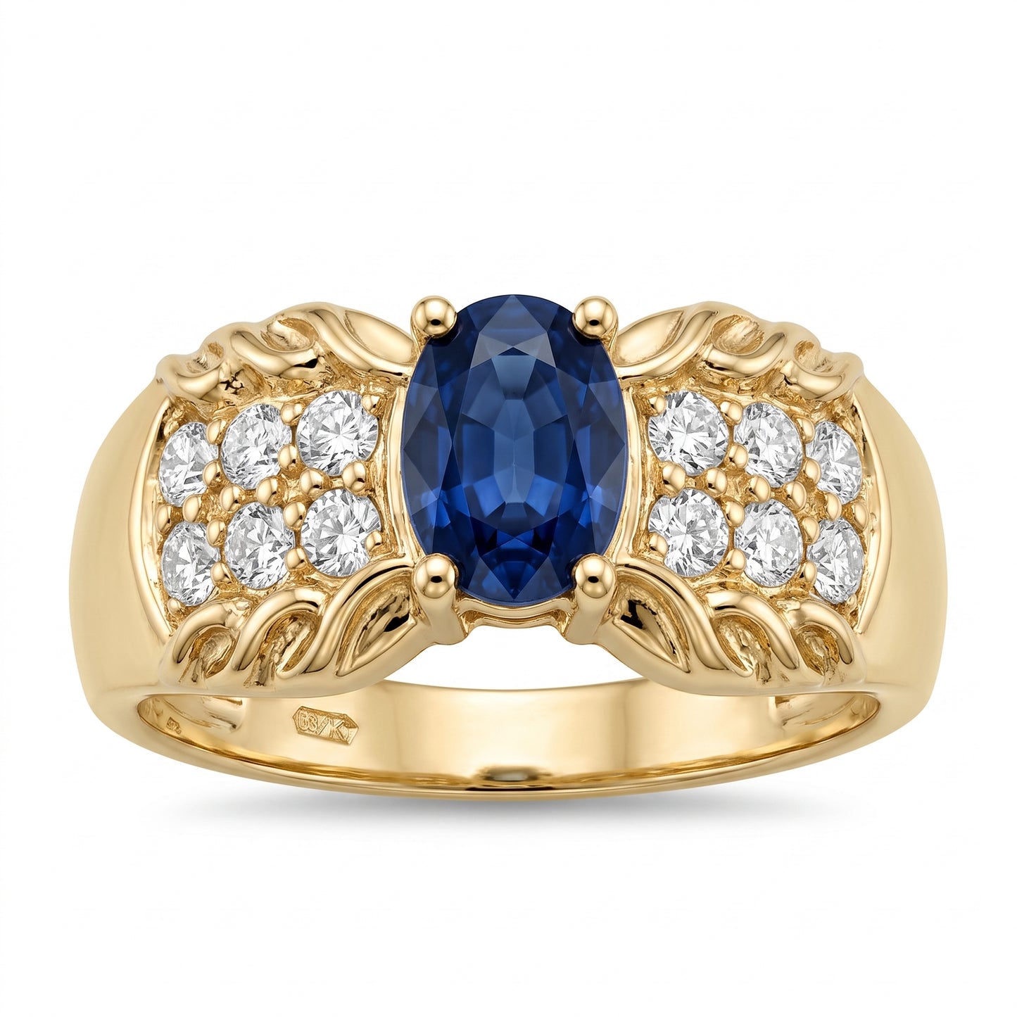 4x6mm Sapphire & 12-Diamond Ring