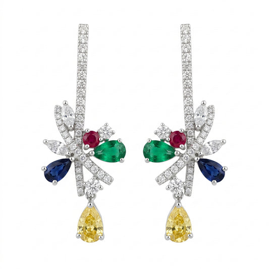 Chromatic Bloom Sapphire Earrings