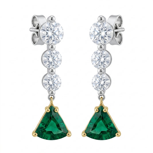 Trillion Emerald Earrings