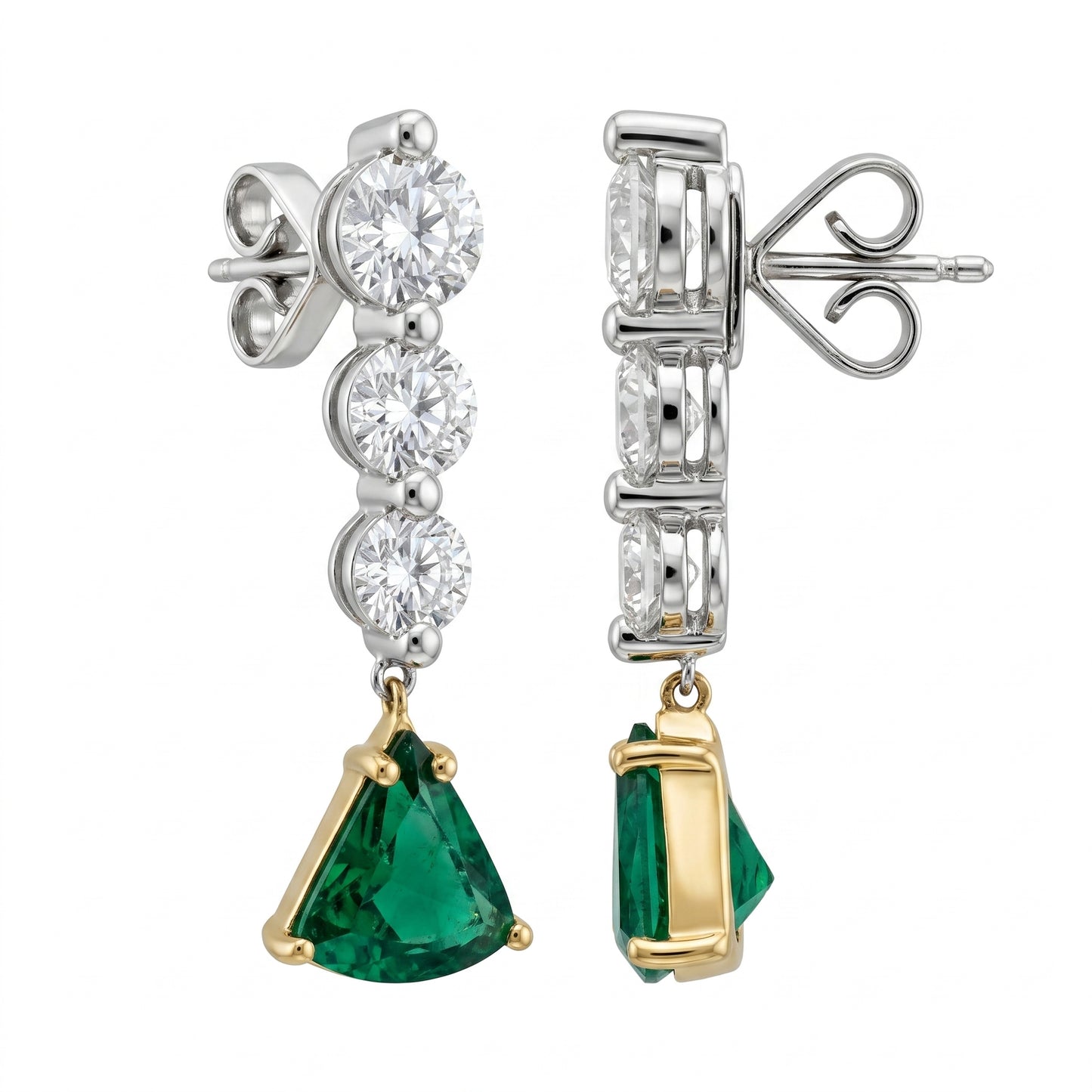 Trillion Emerald Earrings