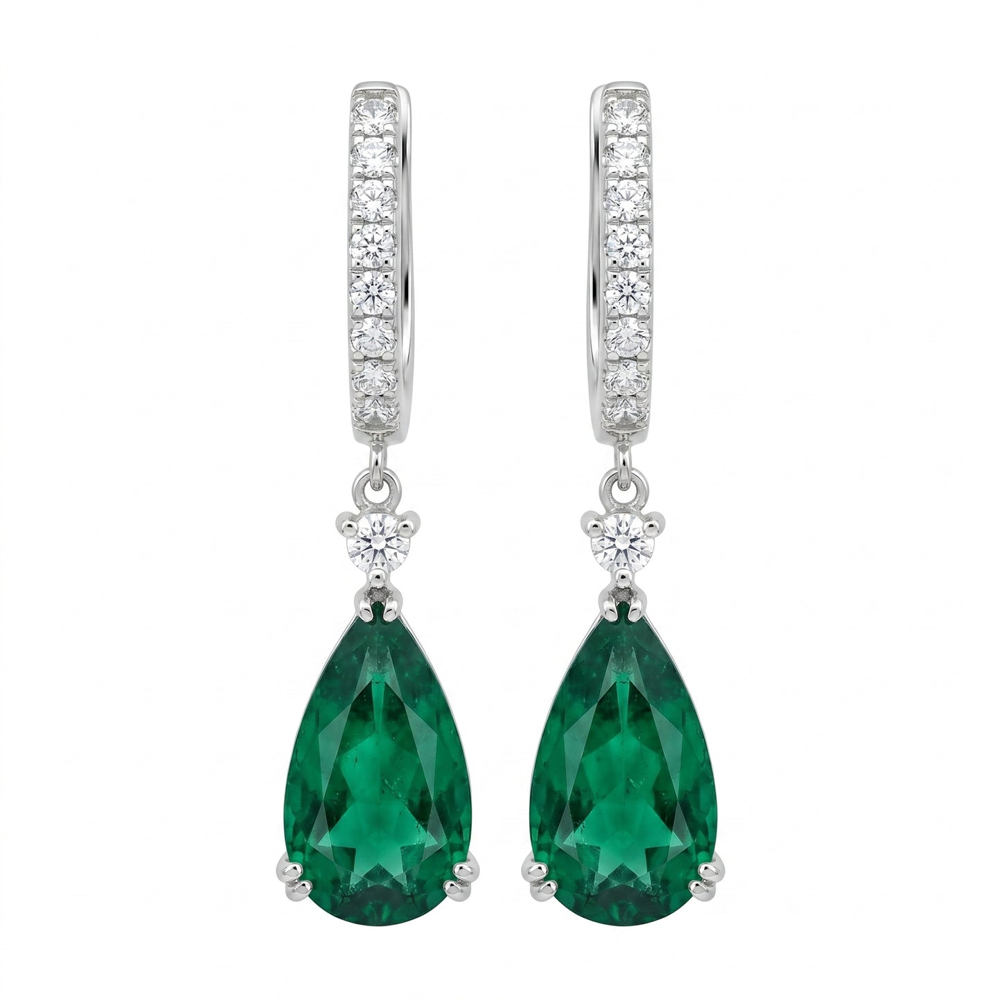 Elongated Pear Emerald Earrings