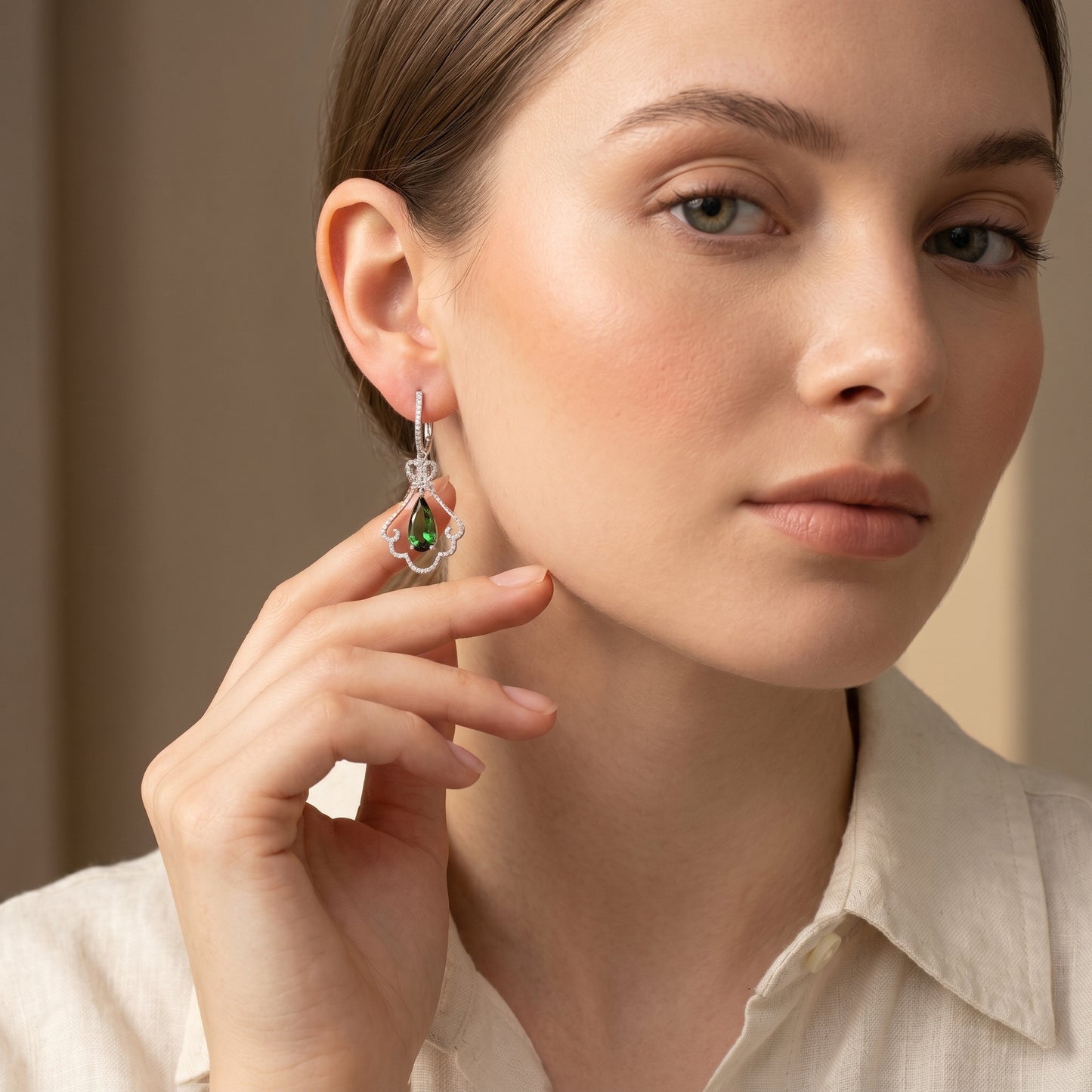 Victorian Garden Green Tourmaline Drop Earrings