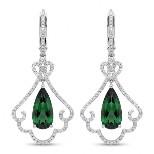 Victorian Garden Green Tourmaline Drop Earrings
