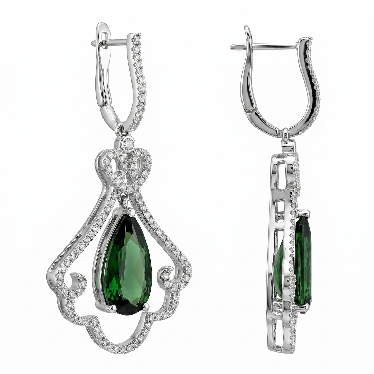Victorian Garden Green Tourmaline Drop Earrings