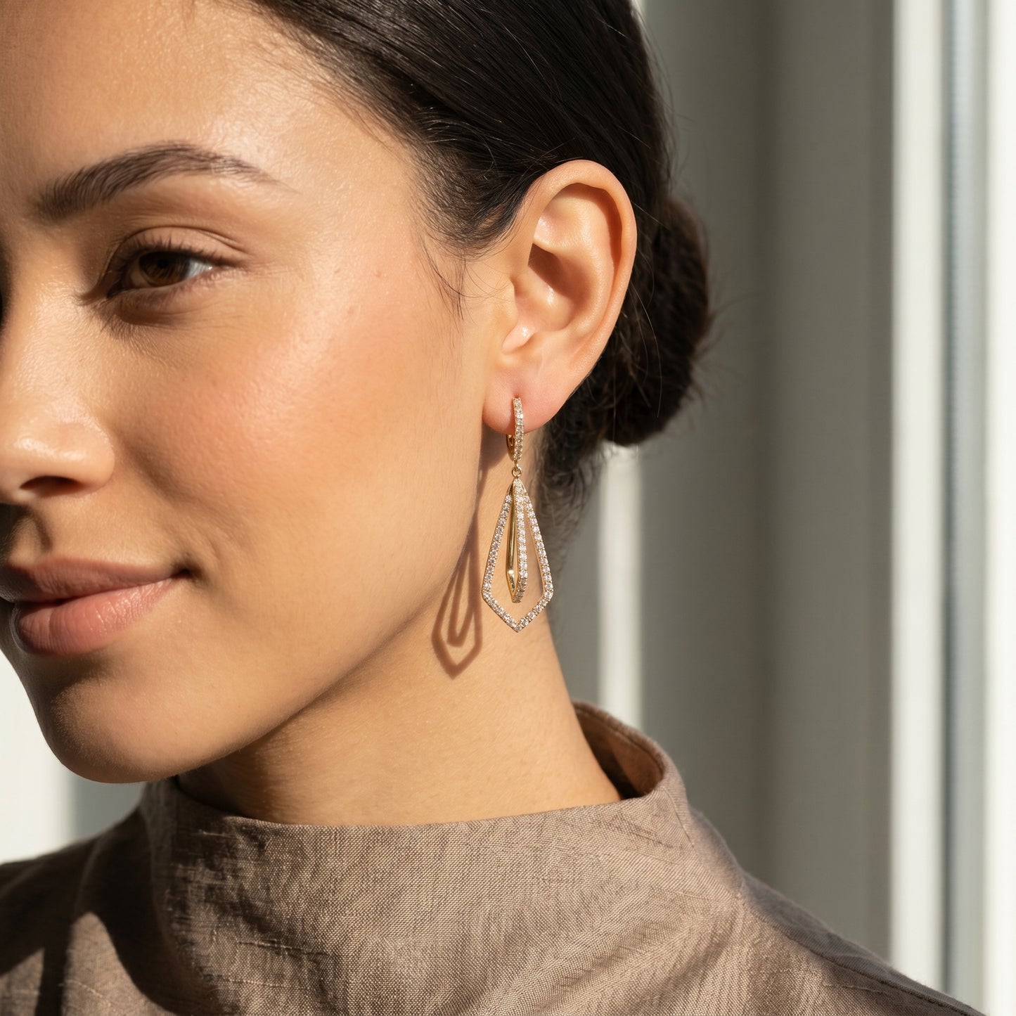Geometric Pavé Chandelier Earrings