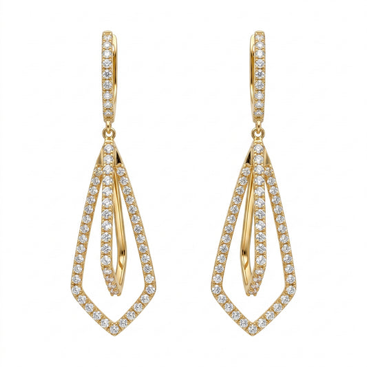 Geometric Pavé Chandelier Earrings