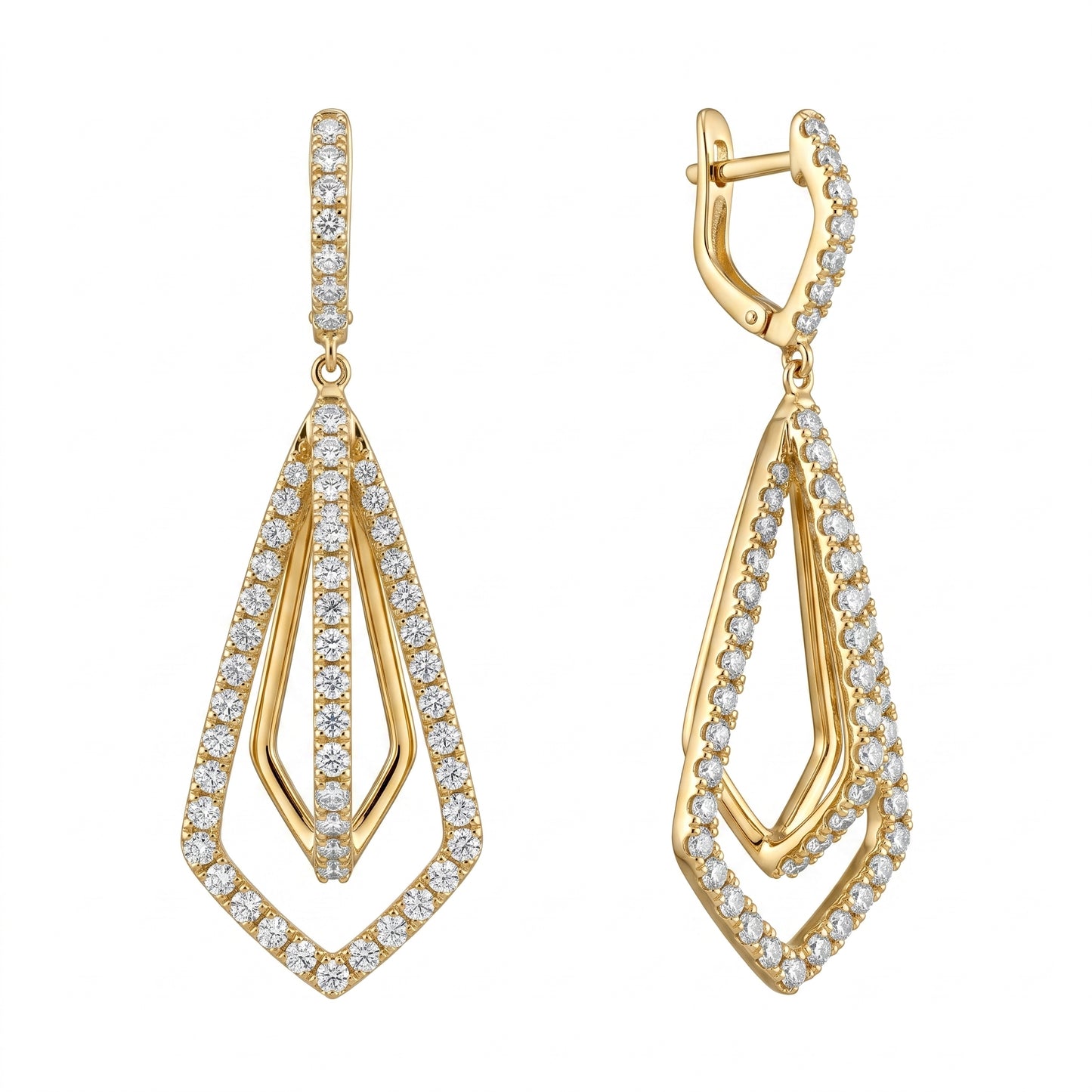 Geometric Pavé Chandelier Earrings