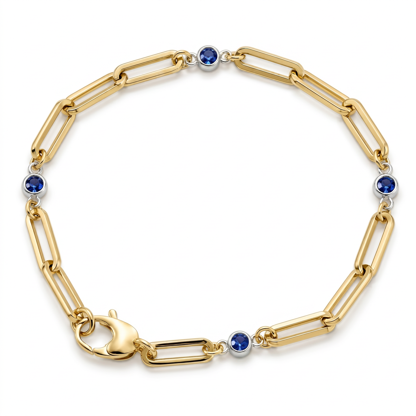 Sapphire Station Paperclip Bracelet