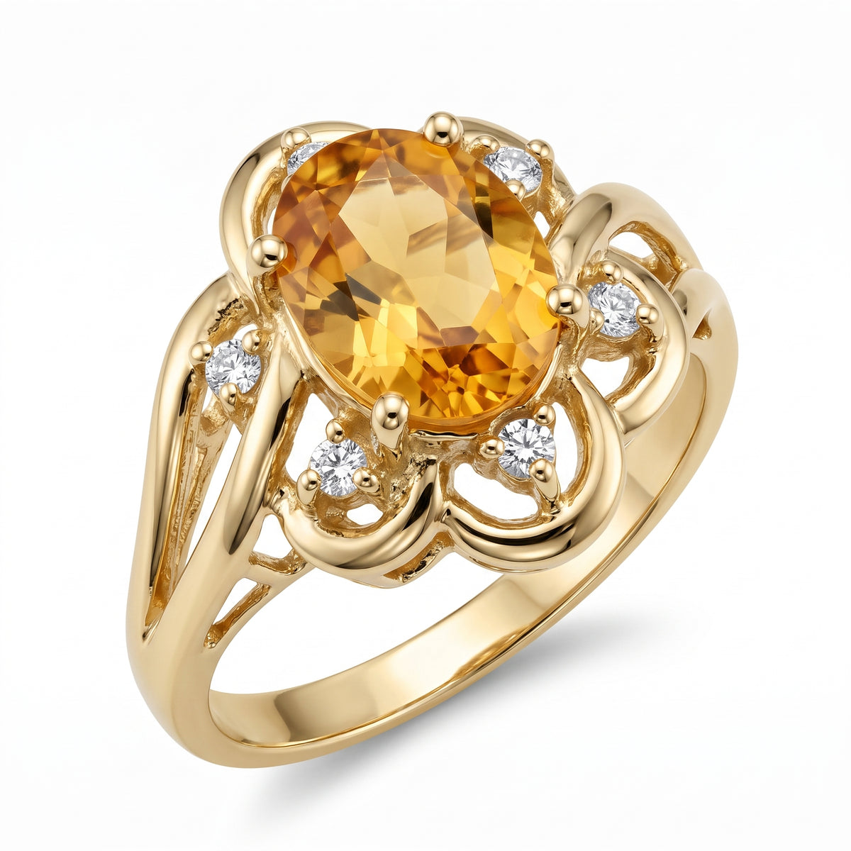 6.5x9mm Oval Imperial Topaz & 6-Diamond Ring