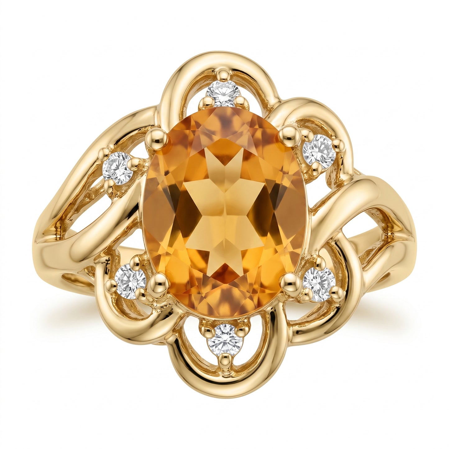 6.5x9mm Oval Imperial Topaz & 6-Diamond Ring