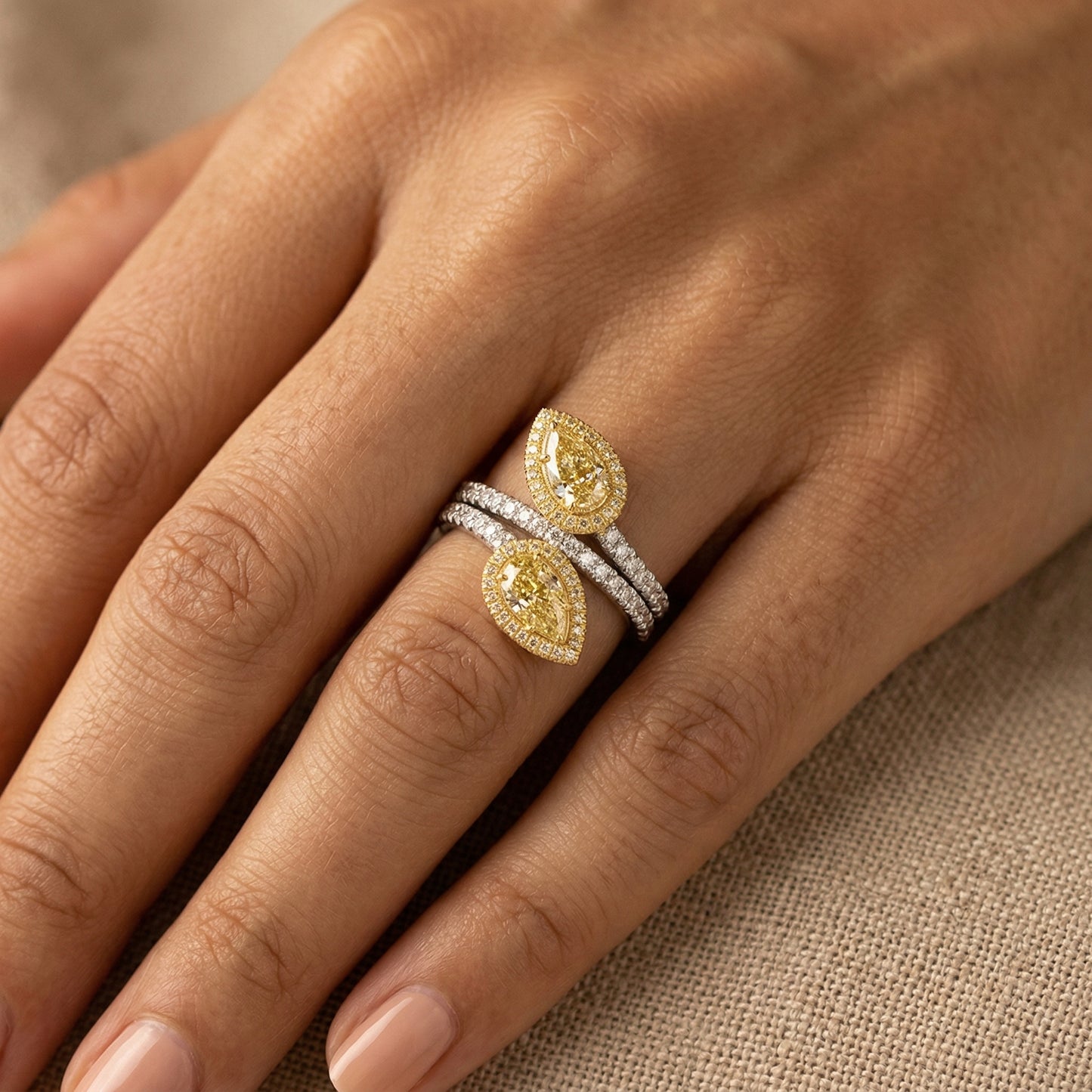 Yellow Diamond Bypass Ring