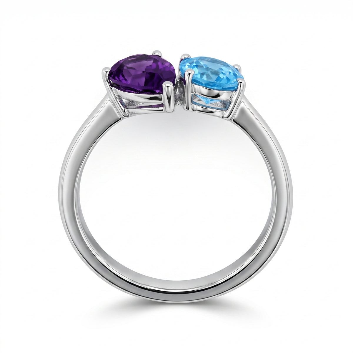 Oval & Pear Amethyst & Blue Topaz Ring