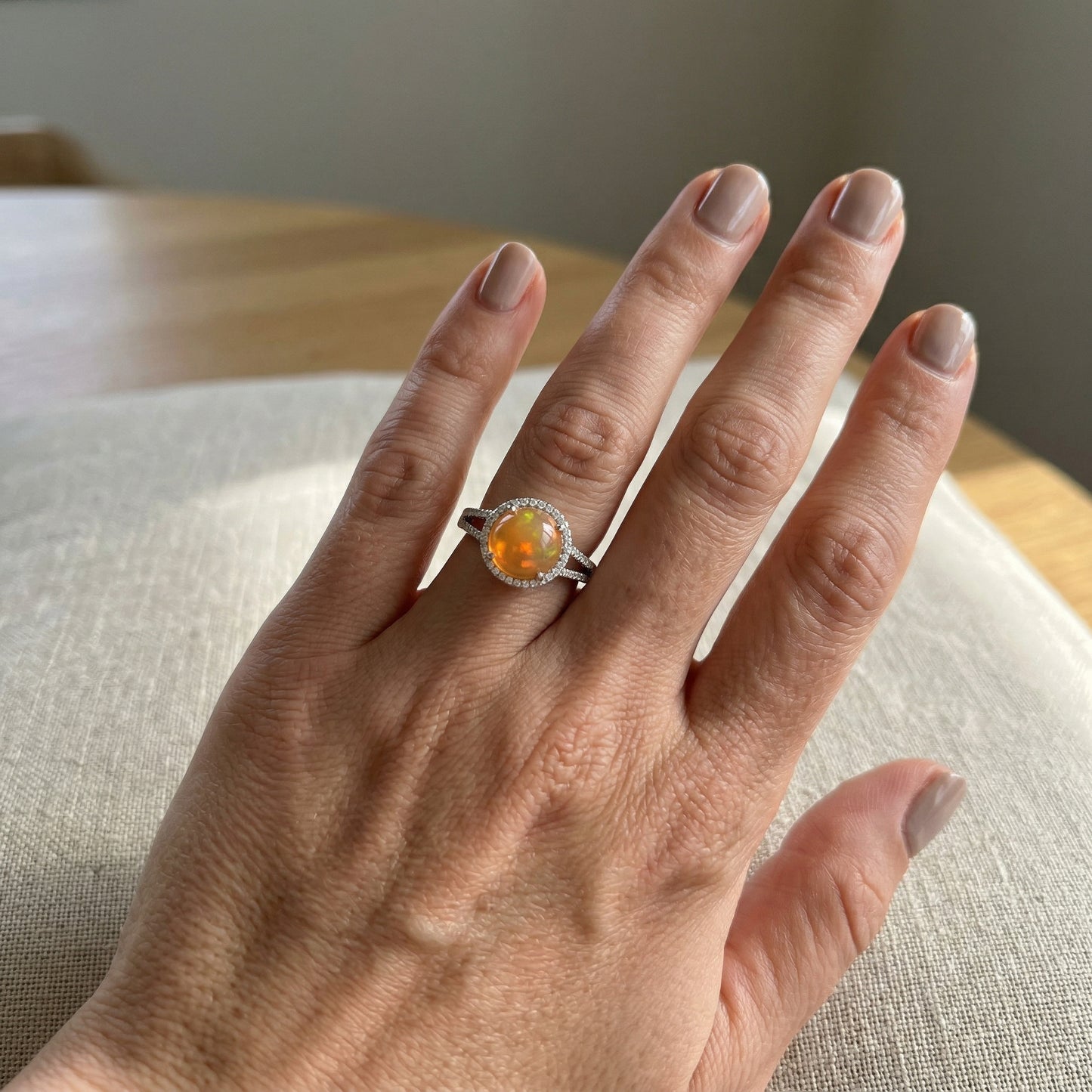 Orange Mexican Opal Ring