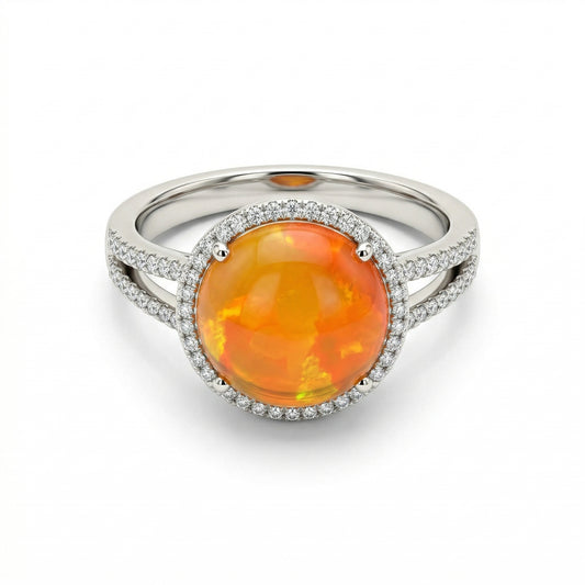 Orange Mexican Opal Ring