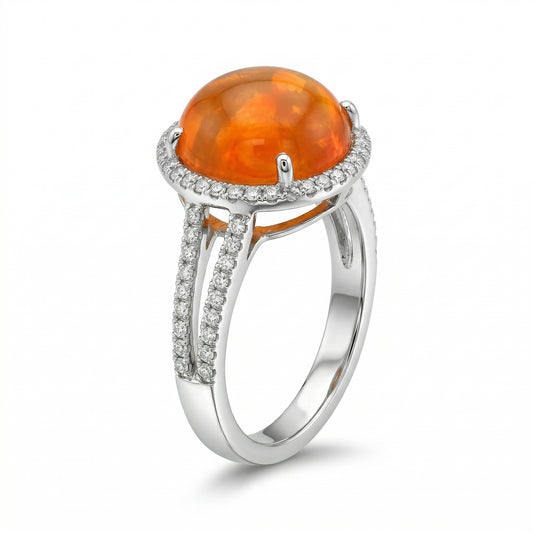 Orange Mexican Opal Ring