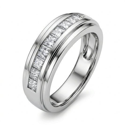 11 Princess-Cut Diamond Channel Band Ring - white background