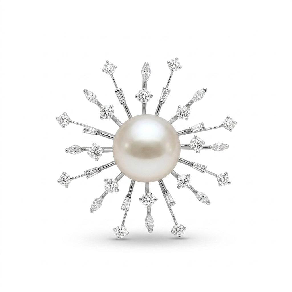 Pearl Diamond Brooch