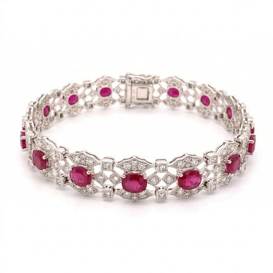 Vintage Ruby Row Stiff Bracelet