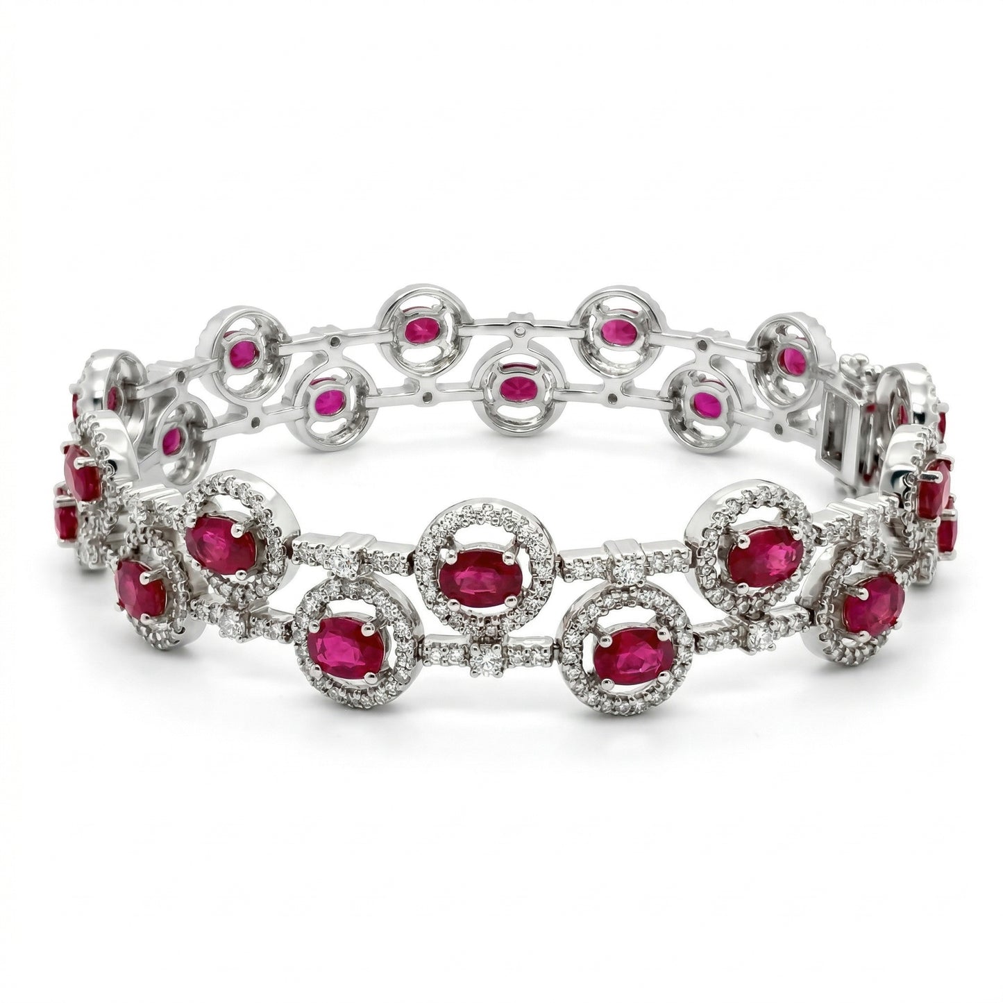 Vintage Ruby Double Row Stiff Bracelet