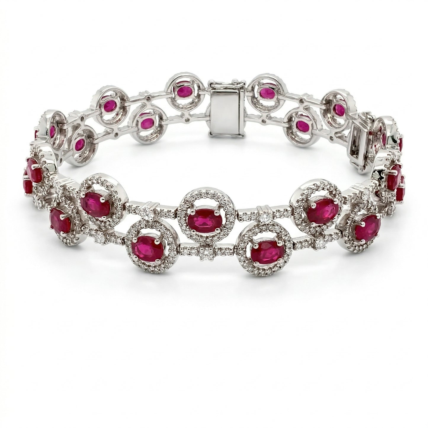 Vintage Ruby Double Row Stiff Bracelet