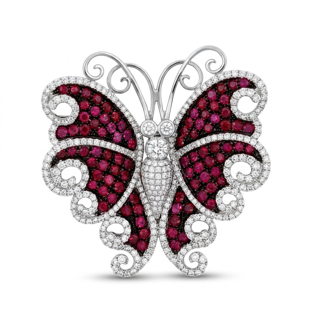 Ruby Butterfly Brooch