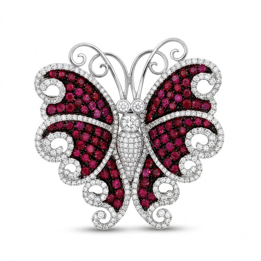 Ruby Butterfly Brooch