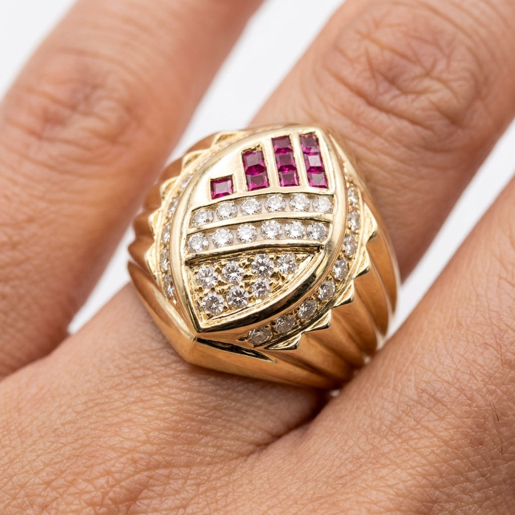 Ruby & Diamond Banded Dome Ring