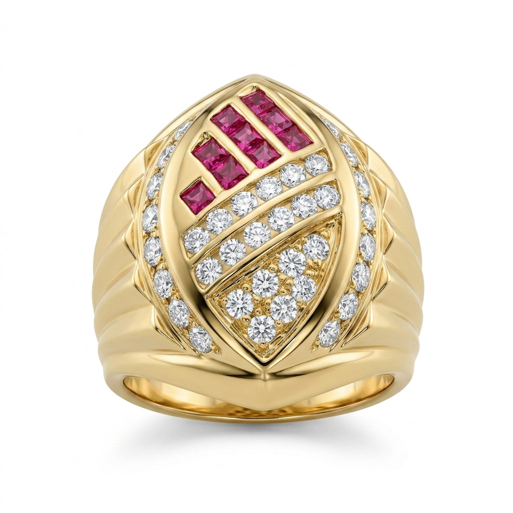 Ruby & Diamond Banded Dome Ring