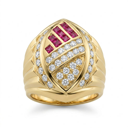 Ruby & Diamond Banded Dome Ring