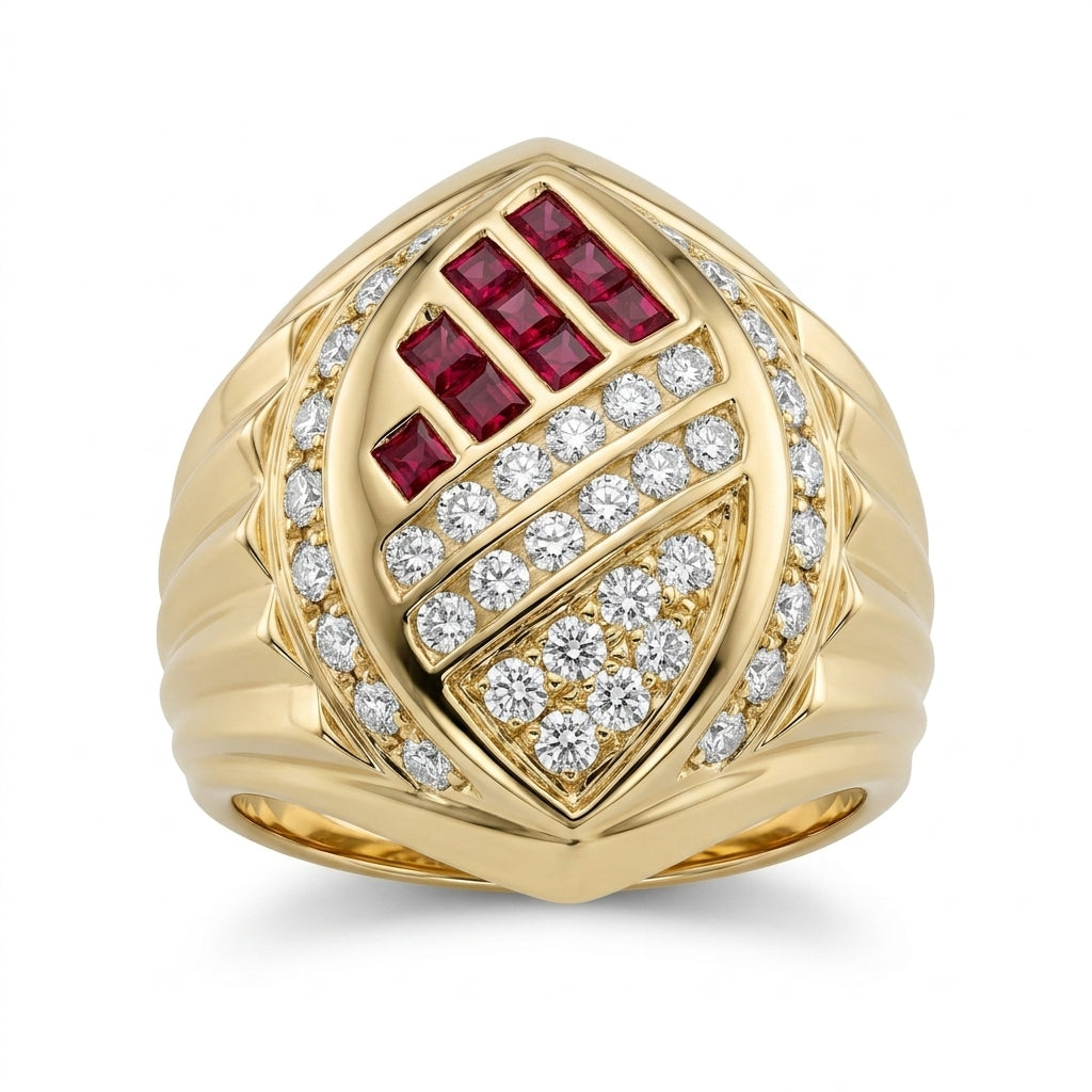 Ruby & Diamond Banded Dome Ring