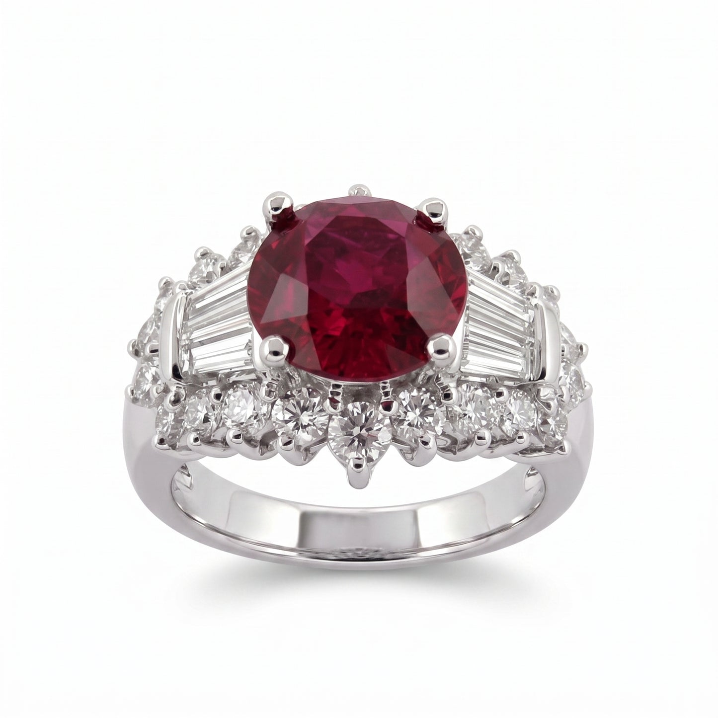 3.49ct Ruby & Diamond Crescent Cocktail Ring