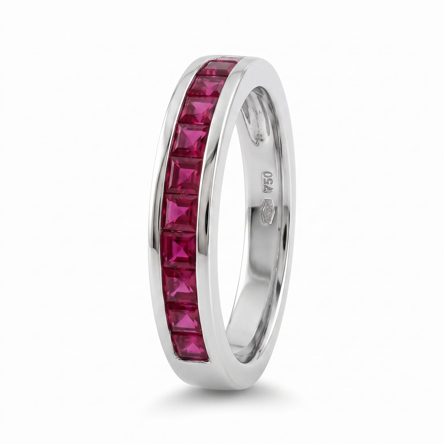 10 Square Ruby Channel-Set Band Ring