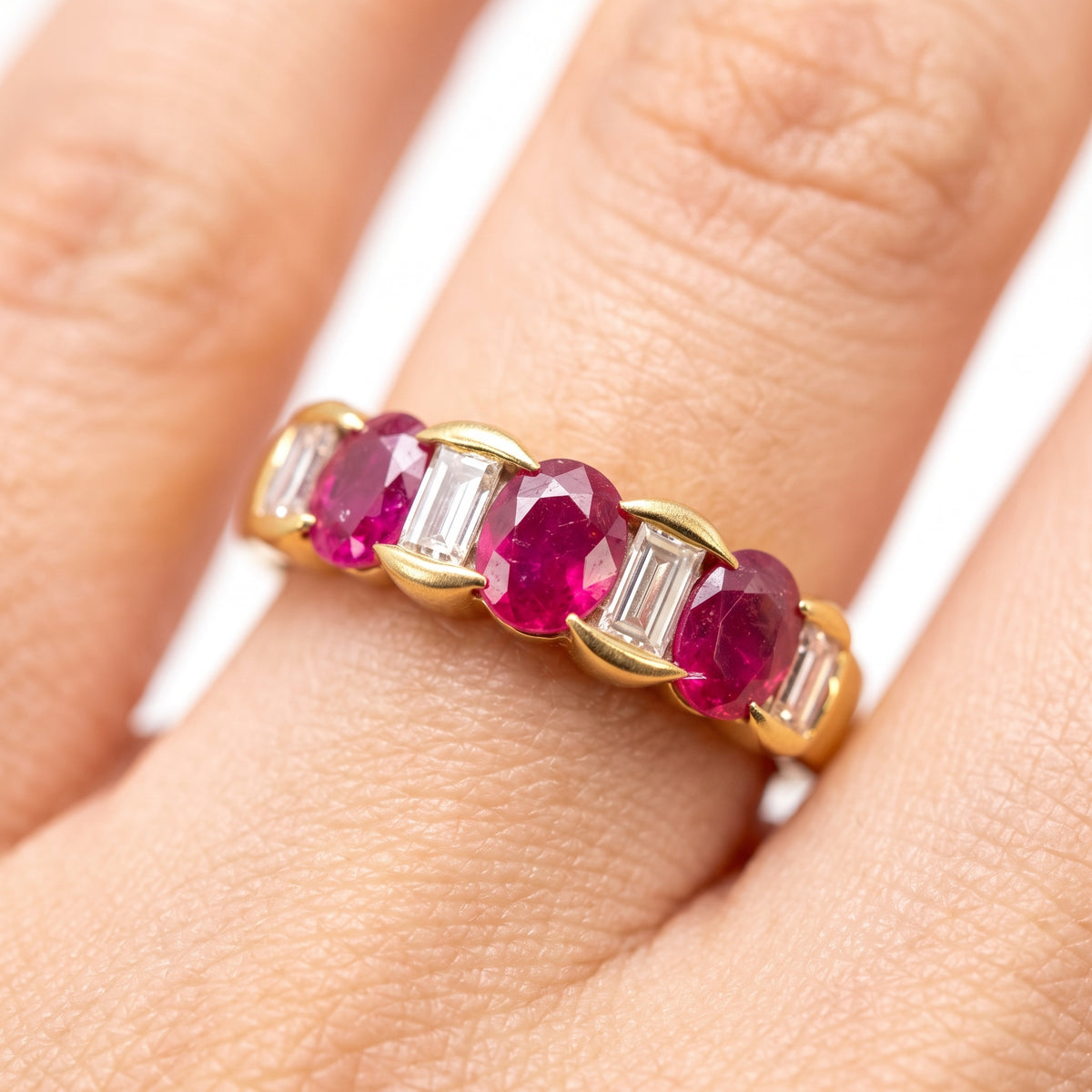 3-Ruby & Baguette Diamond Ring