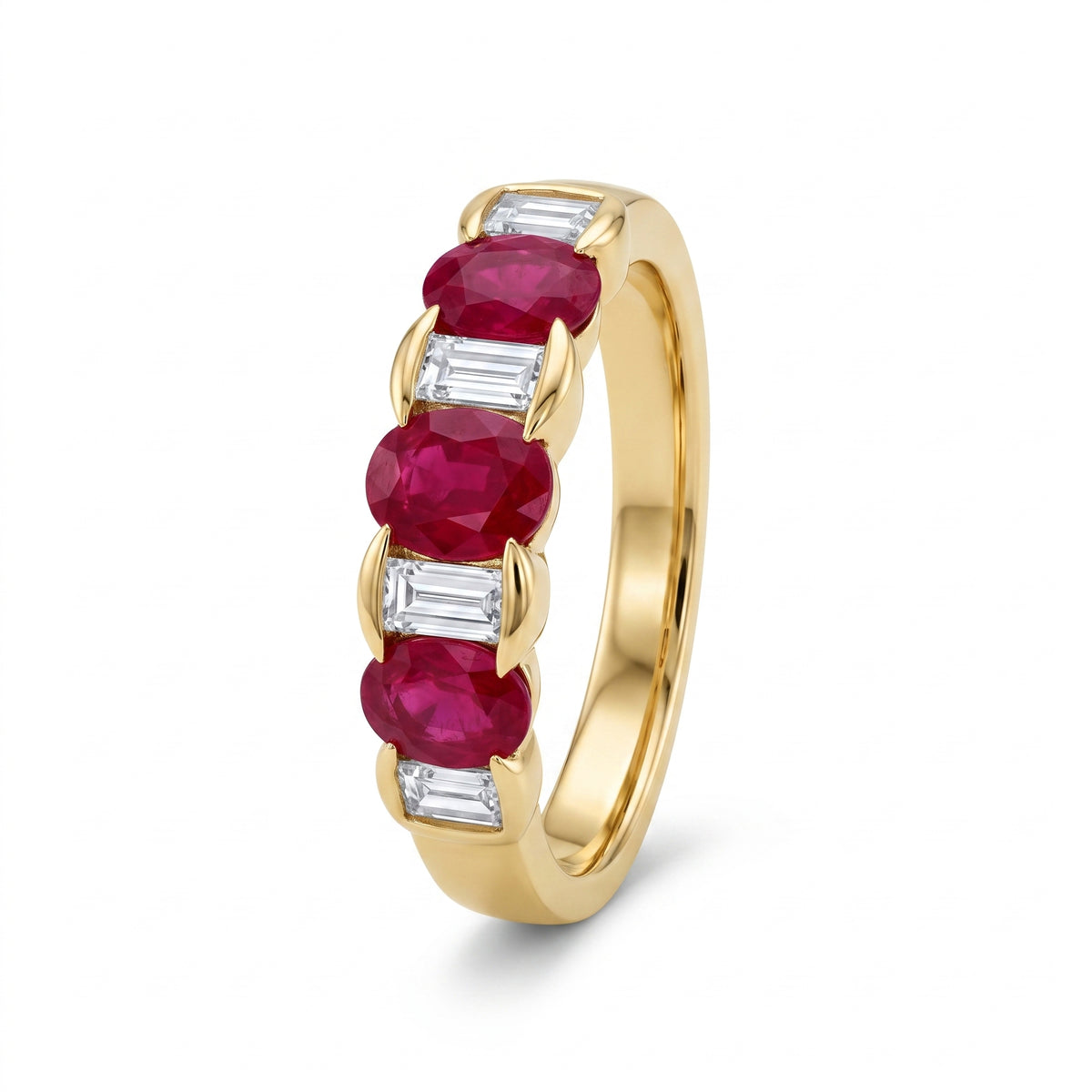 3-Ruby & Baguette Diamond Ring