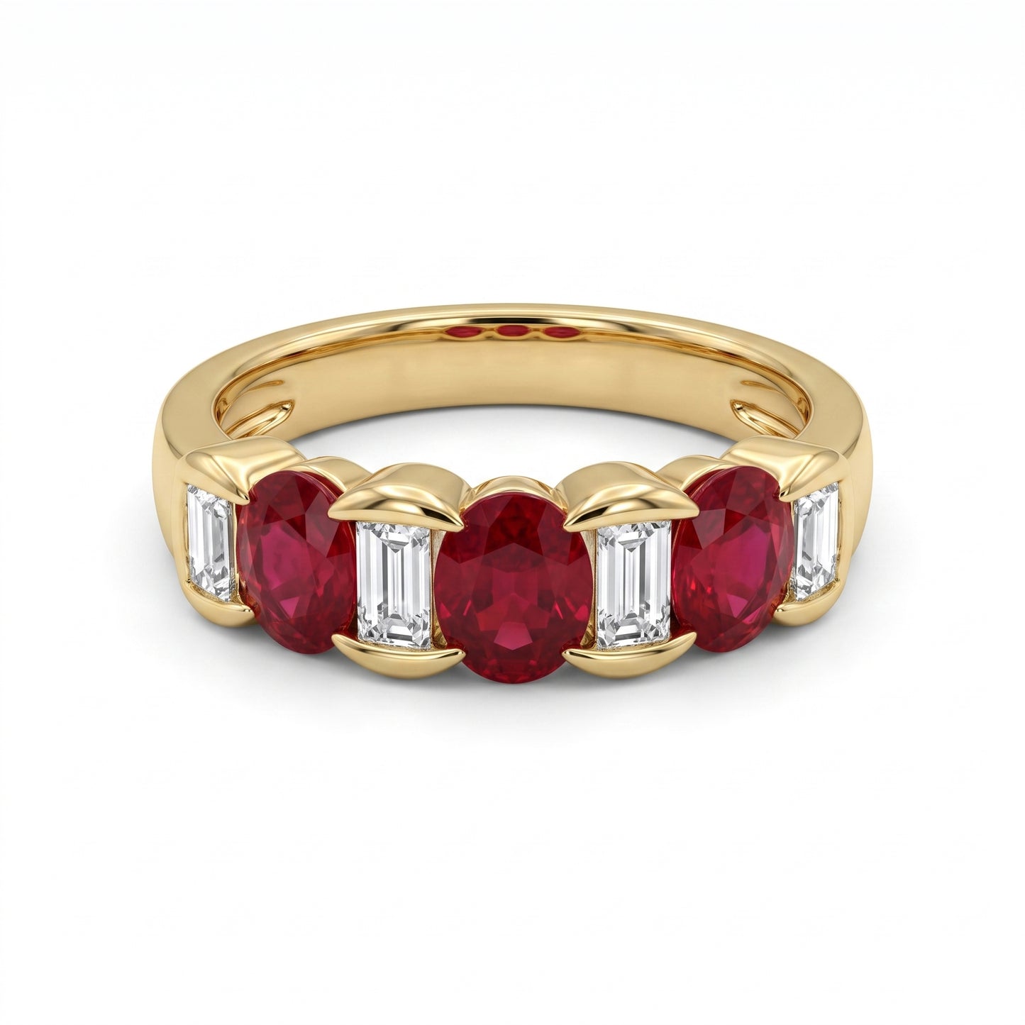 3-Ruby & Baguette Diamond Ring