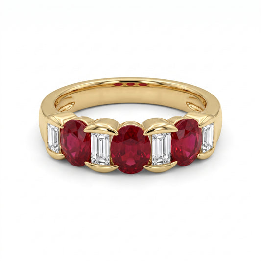 3-Ruby & Baguette Diamond Ring