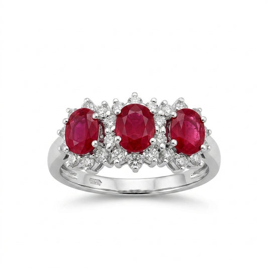 Three-Ruby & Diamond Ring