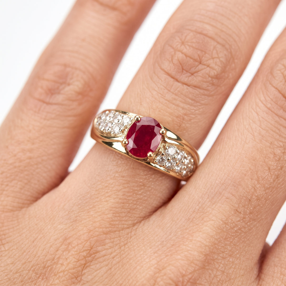 Oval Ruby & 14-Diamond Pavé Ring