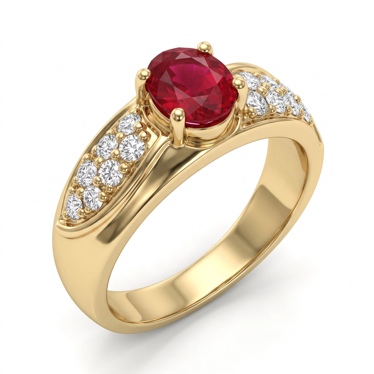 Oval Ruby & 14-Diamond Pavé Ring