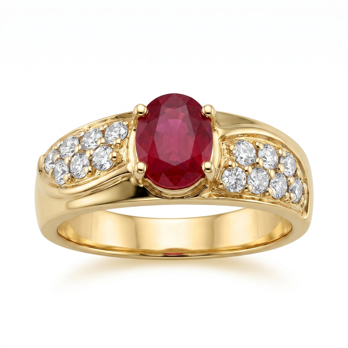 Oval Ruby & 14-Diamond Pavé Ring